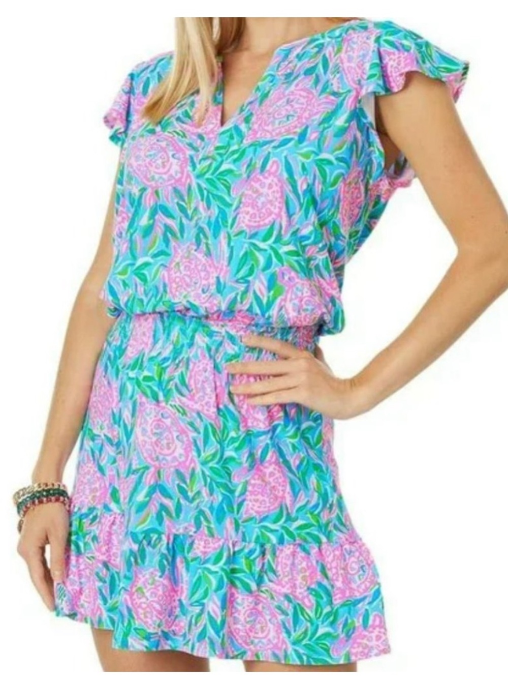 Lilly Pulitzer Ravi romper mini dress French Blue Turtley in Love small